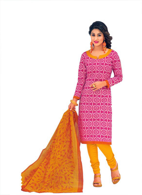 

Kivi Trendz Cotton Printed Salwar Suit Dupatta Material(Un-stitched), Pink