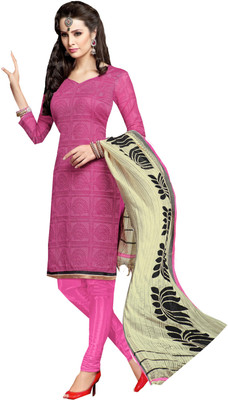 

Jiya Chanderi Self Design, Printed Salwar Suit Dupatta Material(Un-stitched), Pink