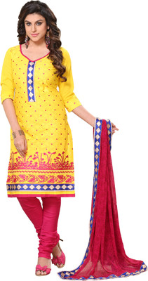 

Roohi Cotton Embroidered Salwar Suit Dupatta Material(Un-stitched), Yellow
