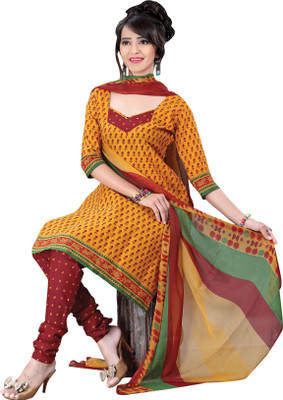 

Trendz Apparels Crepe Printed Dress/Top Material(Un-stitched), Yellow