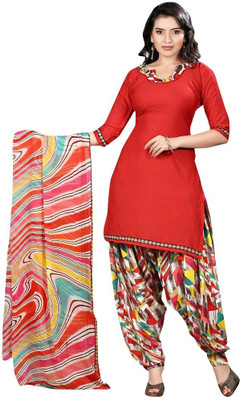 

Trendz Apparels Crepe Printed Dress/Top Material(Un-stitched), Red