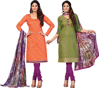 

Khushali Jacquard Self Design, Embroidered Salwar Suit Dupatta Material(Un-stitched), Green;multicolor;orange