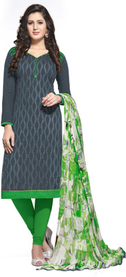 

Khushali Cotton Self Design Salwar Suit Dupatta Material(Un-stitched), Green;grey