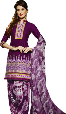 

The Four Hundred Cotton Embroidered Salwar Suit Dupatta Material(Un-stitched), Rani