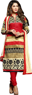 

Jiya Silk Self Design, Printed Salwar Suit Dupatta Material(Un-stitched), Beige;red