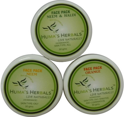 

Humas Herbals Home Made Natural Face Pack - Neem & Haldi + Neem + Orange(30 g)