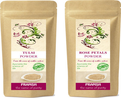 

Pramsh Premium Quality Tulsi Leaf & Rose Petals Powder 100gm Each(200 g)