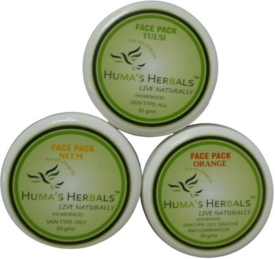 

Humas Herbals Home Made Natural Face Pack - Tulsi + Neem + Orange(30 g)