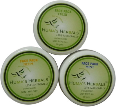 

Humas Herbals Home Made Natural Face Pack - Tulsi + Neem + Mint(30 g)