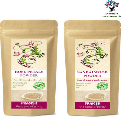 

Pramsh Premium Quality Rose Petals & White Sandalwood Powder Combo 100gm Each(200 g)