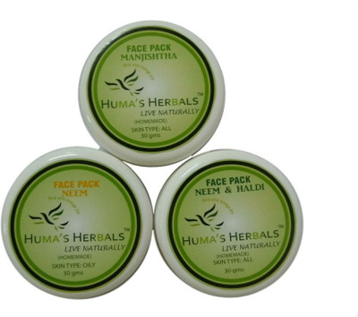 

Humas Herbals Home Made Natural Face Pack - Manjishta + Neem + Neem & Haldi(30 g)