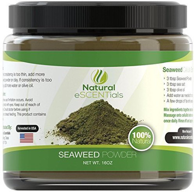 

Natural Escentials Powder - HIGH QUALITY Organic Kelp Powder ★ Perfect Cellulite Treatment ★ FREE Recipes Included - Fresh Norwegian Ascophyllum Nodosum Harvested in USA from the Atlantic Ocean - Kosher Certified - 100% Organic - Perfect For Body Wraps, S