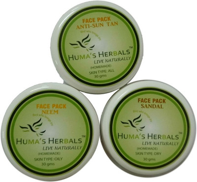 

Humas Herbals Home Made Natural Face Pack - Anti Sun-Tan + Neem + Sandal(30 g)