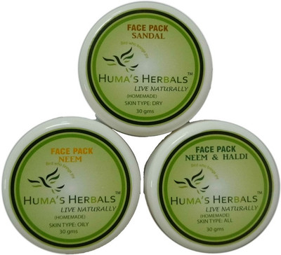 

Humas Herbals Home Made Natural Face Pack - Sandal + Neem + Neem & Haldi(30 g)