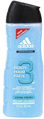

ADIDAS Body Hair Face 3 In 1 Mint Extreact Cool Down Effect Extra Fresh Shower gel Shampoo Face Wash(400 ml)