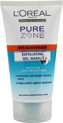 

L'Oreal Paris Pure Zone Anti-Blackheads Exfoliating Gel Face Wash(149 ml)