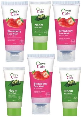 

Onyx Care Strawberry with Scrub Beads + Neem Face wash (Pack of 3 Sets of 150 ml each) Face Wash(450 ml)