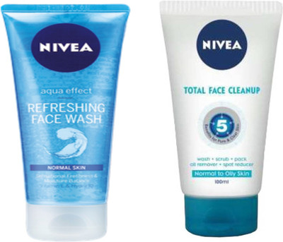 

Nivea Refreshing Face Wash & Total Face Cleanup Combo Face Wash(100 ml)