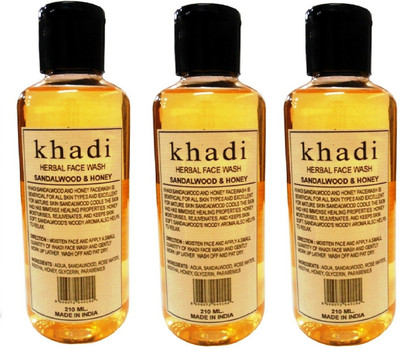 Khadi Herbal Sandalwood & Honey of pack of 3 Face Wash(630 ml)