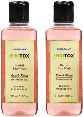 Healthbuddy Zerotox Herbal Rose & Honey, 2 Packs of 210 ml Each Face Wash(420 ml)