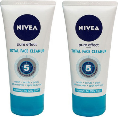 

Nivea Pure Effect Total Face Cleanup Pack Of 2 Face Wash(50 ml)