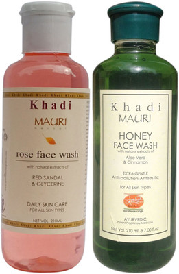 

Khadi Mauri Ayurvedic Herbal Face Wash Combo Pack of 2 Rose & Honey Natural & Organic 210 ml each Face Wash(420 ml)