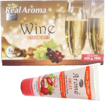 

BIGSALE786 Real Aroma Wine Facial Kit 5 in 1 Free Asta Berry Wine Face Wash 740 g(Set of 5)