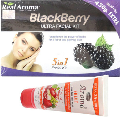 

BIGSALE786 Real Aroma Black Berry Ultra Facial Kit 5 in 1 Free Asta Berry Skin Whitning Face Wash 740 g(Set of 5)