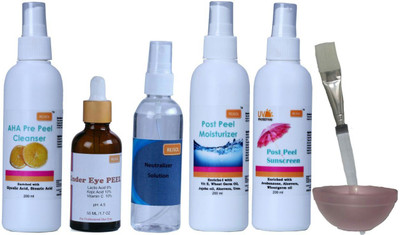 

REJSOL Under Eye Peel Kojic acid 10% Lactic 8% Vitamin C 10% 50 ML with Pre Peeling Cleanser Neutralizer Moisturizer Sunscreen 750 ml(Set of 7)
