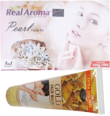 

BIGSALE786 Real Aroma Pearl Facial Kit 5 in 1 Free Aroma Gold Face Wash 740 g(Set of 5)