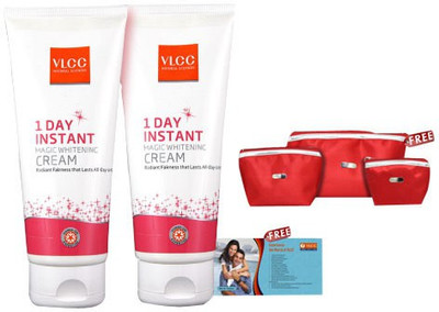 

VLCC Instant Whitening Cream Pack Of 2 with 3 Pc Cosmetic Pouch 687 ml(Set of 2)