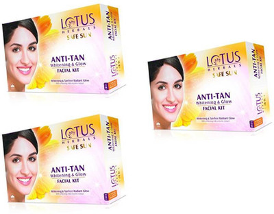 

Lotus Herbals SAFE SUN Anti-Tan Whitening & Glow Facial Kit 120 g(Set of 3)