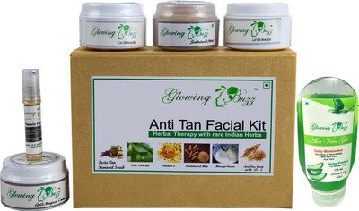 

Glowing Buzz Herbal Anti Tan Facial Kit with Insta Glow and Fair Skin treatment 280 g(Set of 6)