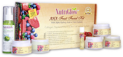 

NutriGlow AHA Fruit Facial Kit with free NutriGlow Green Apple Skin Toner 430 g(Set of 7)