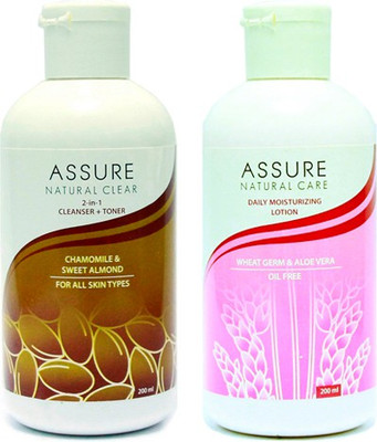 

Assure Natural Clear(Cleanser + Toner) & Moisturising Lotion 400 ml(Set of 2)