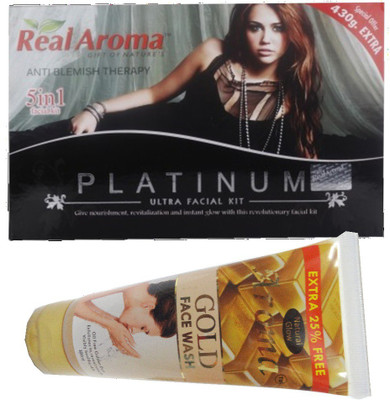 

BIGSALE786 Real Aroma Platinum Ultra Facial Kit 5 in 1 Free Aroma Gold Face Wash 740 g(Set of 5)