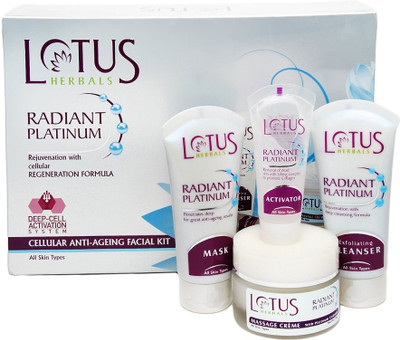 

Lotus Radiant Platinum Cellular Anti-Ageing Facial Kit 170 g(Set of 4)