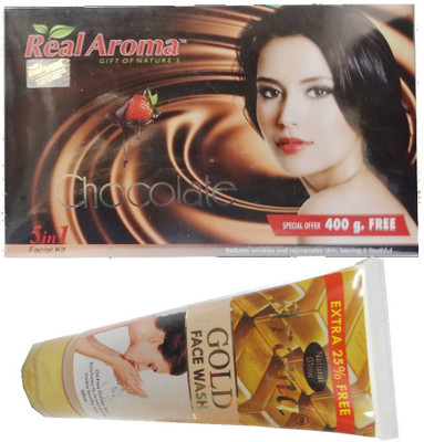 

BIGSALE786 Real Aroma Chocolate Facial Kit 5 in 1 Free Aroma Gold Face Wash 740 g(Set of 5)