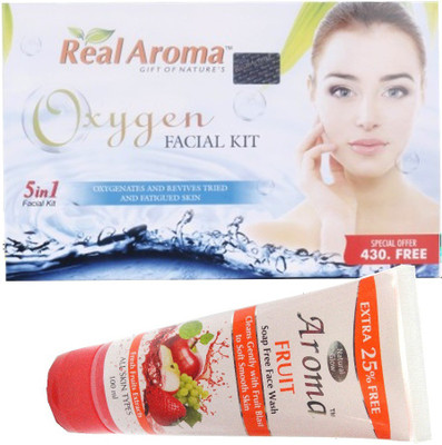 

BIGSALE786 Real Aroma Oxygen Facial Kit 5 in 1 with Free Aroma Fruit Soap Free Face Wash 740 g(Set of 5)