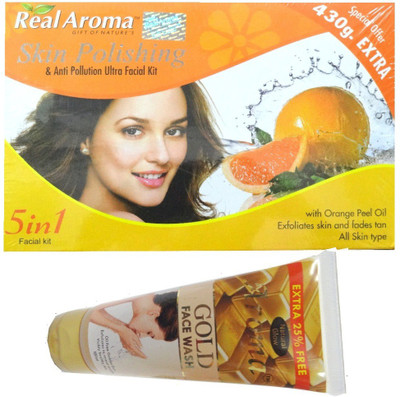 

BIGSALE786 Real Aroma Skin Plishing Facial Kit 5 in 1 Free Asta Berry Orange Face Wash 740 g(Set of 5)