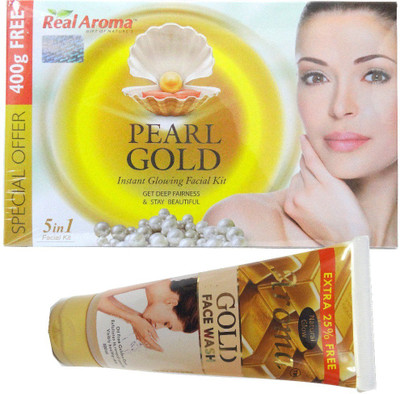 

Real Aroma Pearl Gold Facial Kit 5 in 1 710 g(Set of 5)