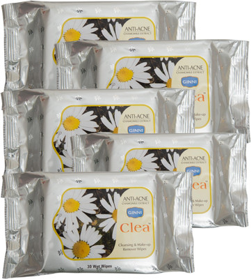 

Ginni Cleansing & Refreshing Facial Wipes (Antiacne) (pack of 5) (30 wipes per pack)(Pack of 5)
