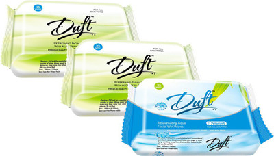 

Duft REJUVENATING AQUA FACIAL and REFRESHING ALOE VERA & CUCUMBER WET WIPES(Pack of 3)