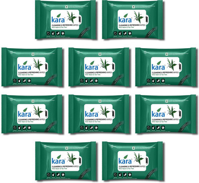 

Kara Refreshing Facial Wipes - Tea Tree & Neem (10 Wipes Per Pack)-Pack of 10(Pack of 100)