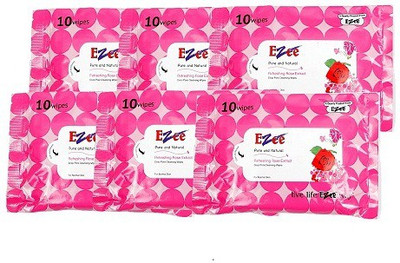 

Ezee Wet Wipes Rose 10 wipes ( Pack of 6)(Pack of 6)