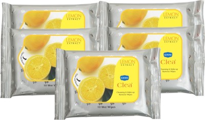 

Ginni Refreshing & Facial Wipes (Lemon) (pack of 5) (10 wipes per pack)(Pack of 10)