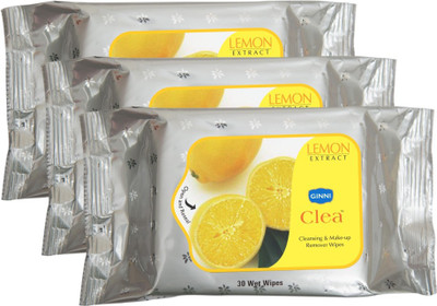 

Ginni Refreshing Facial Wet Wipes-Lemon(pack of 3)(30 wipes per pack)(Pack of 3)