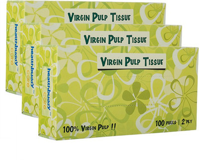 

Healthbuddy Virgin Pulp Tissue, 3 Packets of 100 sheets each(Pack of 3)