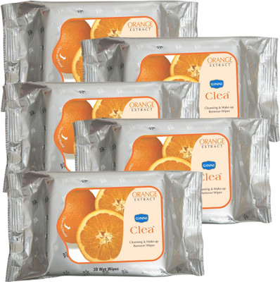 

Ginni Cleansing & Refreshing Facial Wipes (Orange) (pack of 5) (30 wipes per pack)(Pack of 5)