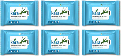 

Kara Refreshing Facial Wipes - Aloe Vera & Mint (20 Wipes Per Pack)-Pack of 6(Pack of 120)